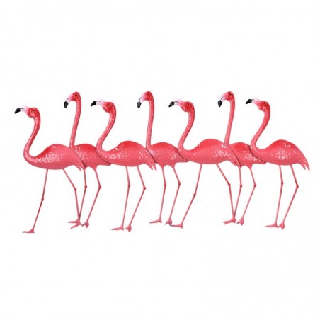 Décoration murale flamant rose tropical en métal 59 cm