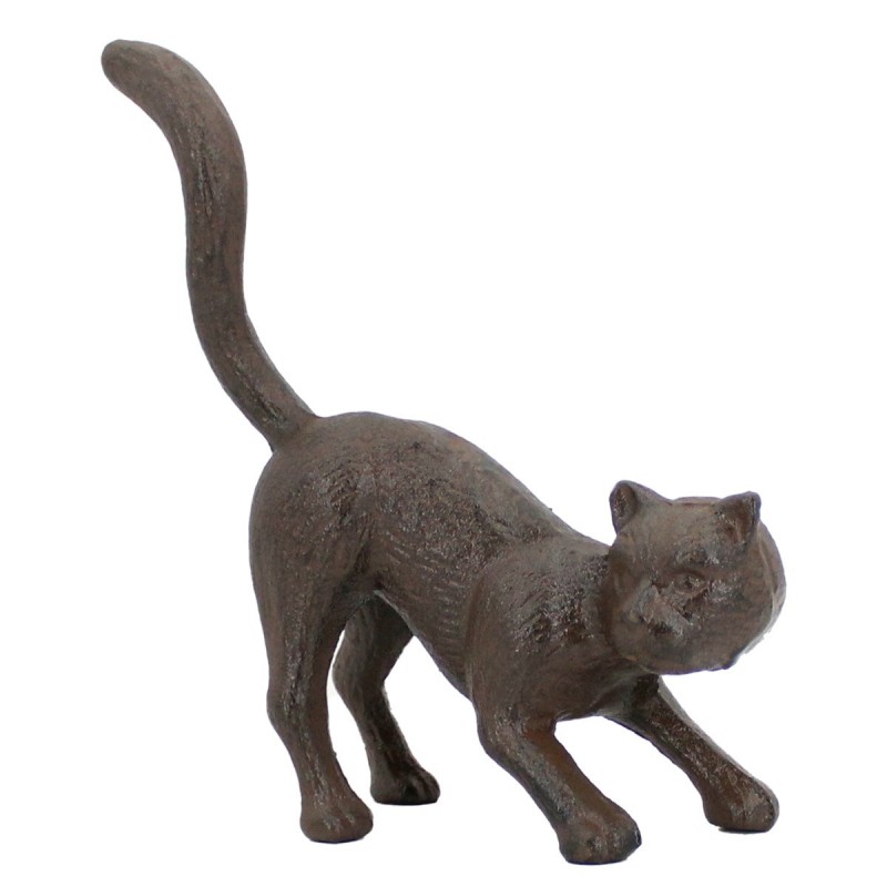 Figurine de chat en fonte marron  Décoration rustique pour la maison et le bureau