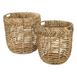 Paniers 2 Unités Hyacinthe d'eau brune | Panier plateau décoratif Table plateau osier 43x42x42cm