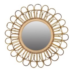 Miroir brun en bois | Miroir rond miroir rustique 80x3x80cm