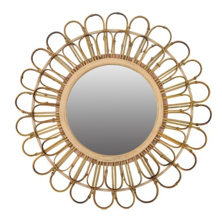 Miroir brun en bois | Miroir rond miroir rustique 80x3x80cm