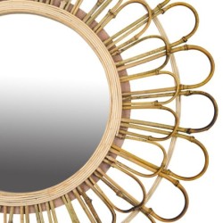 Miroir brun en bois | Miroir rond miroir rustique 80x3x80cm