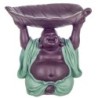 Figure Bouddha avec plat de résine bleue | Figure de Buddha Figurines décoratives Décoration Salon 24x19x19cm