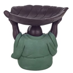 Figure Bouddha avec plat de résine bleue | Figure de Buddha Figurines décoratives Décoration Salon 24x19x19cm