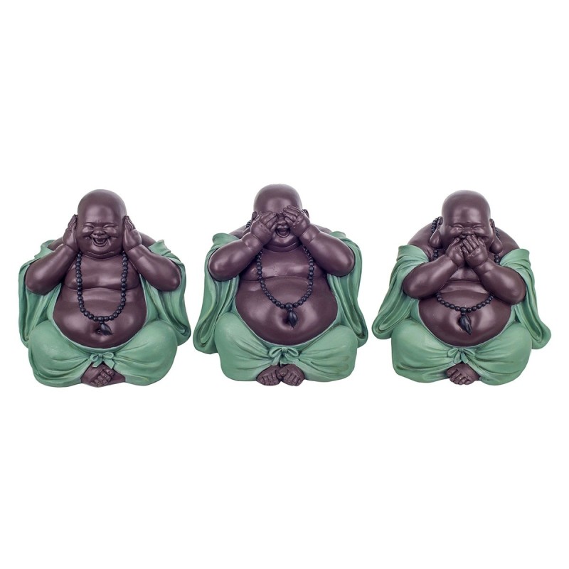 Figure Bouddha ne voit pas / dit 3 unités de résine bleues | Figure de Bouddha figure décorative décoration Salon 19x16x19cm