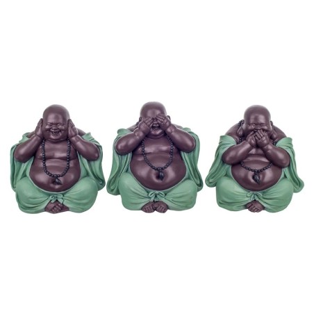 Figure Bouddha ne voit pas / dit 3 unités de résine bleues | Figure de Bouddha figure décorative décoration Salon 19x16x19cm