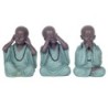 Figure Monk No Ve-Hey-Speak 3 Unités Résine Vert | Figure de Buddha Figurines décoratives Salon de décoration 17x9x12cm