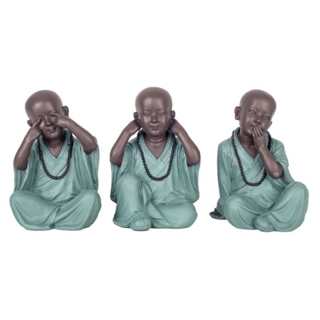 Figure Monk No Ve-Hey-Speak 3 Unités Résine Vert | Figure de Buddha figure décorative décoration Salon 25x16x19cm