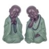 Figure Monje 2 Unités de résine verte | Figurine de Buddha Figure Décoration Salon 21x13x13cm