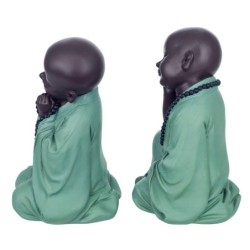 Figure Monje 2 Unités de résine verte | Figurine de Buddha Figure Décoration Salon 21x13x13cm