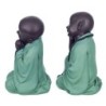 Figure Monje 2 Unités de résine verte | Figurine de Buddha Figure Décoration Salon 21x13x13cm