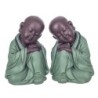 Figure Monje 2 Unités de résine verte | Figurines de Buddha Figure décorative Salon de décoration 29x19x20cm