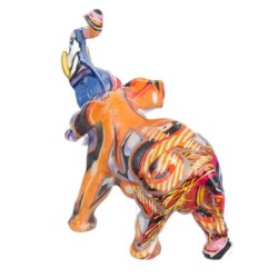 Figure Résine d'éléphant multicolore | Figure d'éléphant Figures décoratives Décoration Salon 13x7x12cm