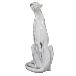 Figure Résine de léopard blanc | Figure léopard Figurines décoratives Décoration Salon 40x17x24cm