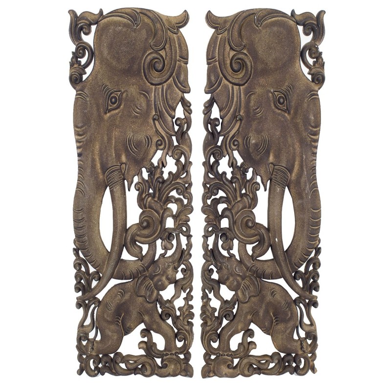 Elephant Wall Adorno Uni. Brown of MDF | Plaque en bois assiette décorative plaques décoratives mur 60x1x40cm