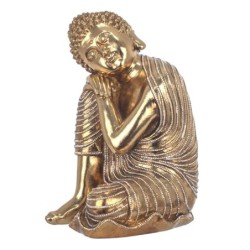 Bouddha Sente Dorado de Resin | Bouddha Figure Resin Figures pour la décoration de figurines de jardin 33x19x22cm