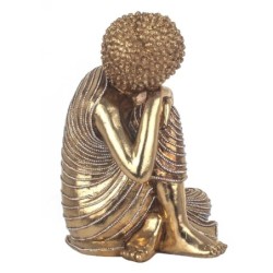 Bouddha Sente Dorado de Resin | Bouddha Figure Resin Figures pour la décoration de figurines de jardin 33x19x22cm