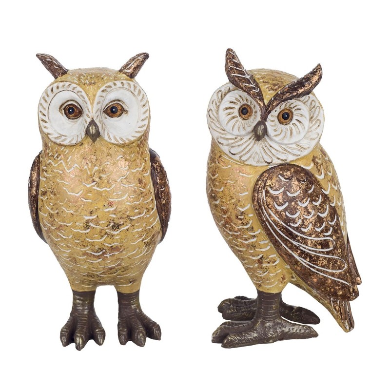 Bus Figure 2 unités Résine jaune | Chiffre de la résine de la chouette pour la décoration de résine de figure de jardin