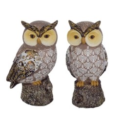 Bus Figure 2 unités Résine grise | Chiffre de la résine de la chouette pour la décoration de résine de figure de jardin 17x9x8cm