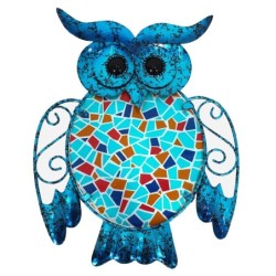 mur mural métal et chouette en cristal | Chiffres de la résine de la chouette pour la décoration de résine du jardin CM