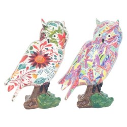 Buho Figure 2 Unités Résine blanche | Chiffre de la résine de la chouette pour la décoration de résine de figure de