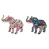Elephant Figure 2 Unités Résine multicolore | Figure d'éléphant Figures de résine pour le jardin 9x5x10cm