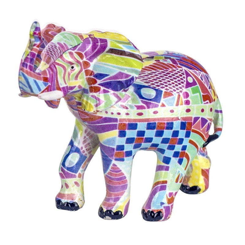 Elephant Figure 2 Unités Résine multicolore | Figure d'éléphant Figures de résine pour le jardin 11x6x12cm