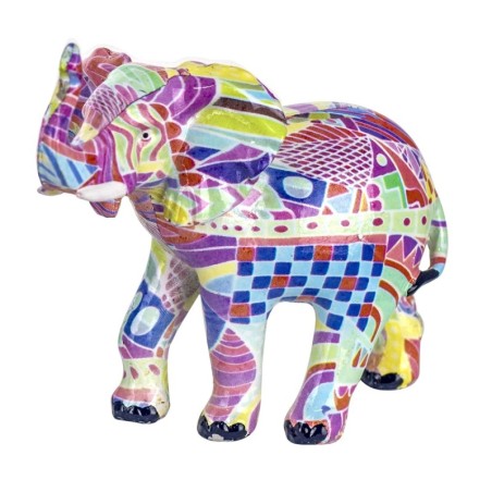 Elephant Figure 2 Unités Résine multicolore | Figure d'éléphant Figures de résine pour le jardin 11x6x12cm