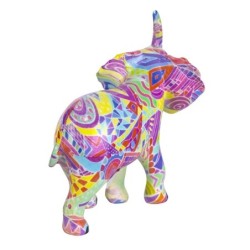 Elephant Figure 2 Unités Résine multicolore | Figure d'éléphant Figures de résine pour le jardin 11x6x12cm
