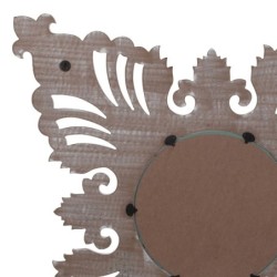 Miroir mural avec relief brun en bois | Miroir en bois de rubond miroir rustique 90x1x90cm