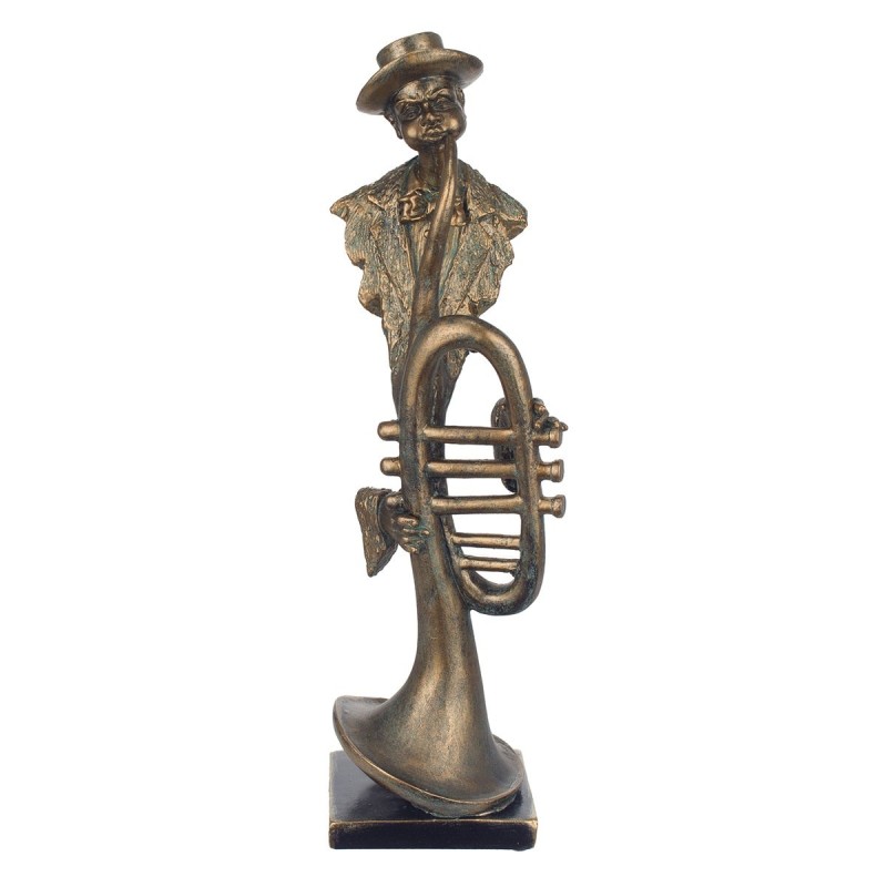 Figure Music Dorado Resin Trumpet | Figure de figure de personne pour la décoration de la figure de jardin 42x11x12cm
