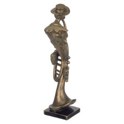 Figure Music Dorado Resin Trumpet | Figure de figure de personne pour la décoration de la figure de jardin 42x11x12cm