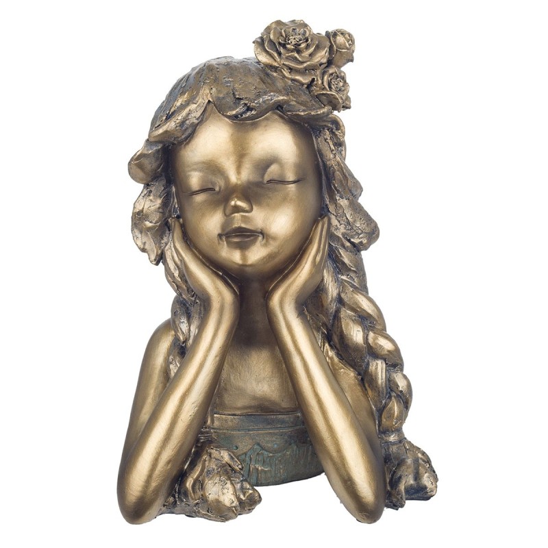 Figure Girl Pensant Golden Gold | Figure de figure de personne pour la décoration de figurines de jardin 25x14x18cm