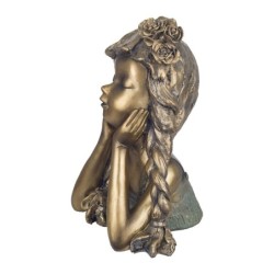 Figure Girl Pensant Golden Gold | Figure de figure de personne pour la décoration de figurines de jardin 25x14x18cm
