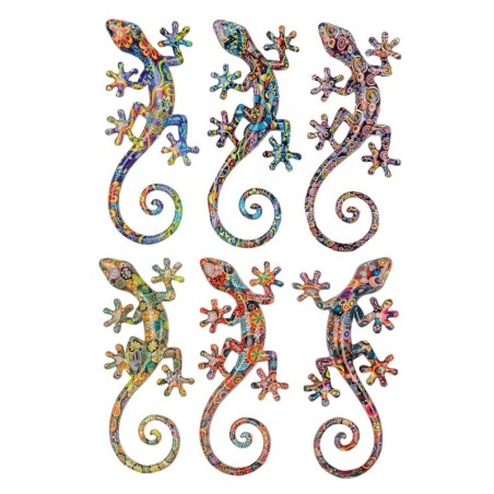 ORIGEN Home Decor Figurine Lézard 6U Marron - Décoration Maison et Jardin | Statue Lézard en Résine - 3x21x9cm