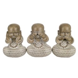 Bouddha Figure 3 Unités de résine brune | Bouddha Figure Resin Figures pour la décoration de figurines de jardin 19x11x14cm