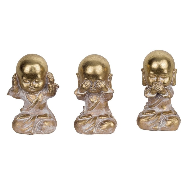 Figure Monk 3 Unités de résine Dorado | Bouddha Figure Resin Figures pour le jardin Figure Resin Decoration CM