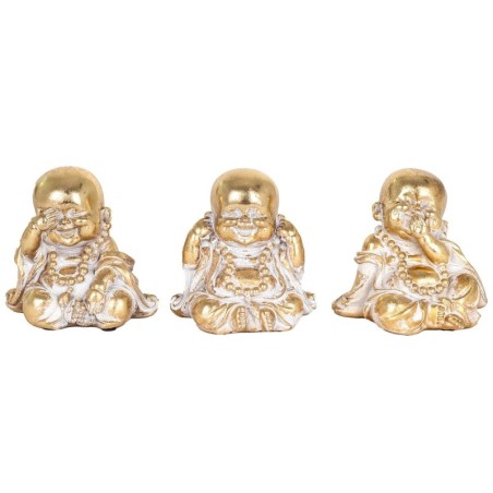 Figure Monk 3 Unités de résine Dorado | Bouddha Figure Resin Figures pour le jardin Figure Resin Decoration CM