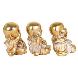 Figure Monk 3 Unités de résine Dorado | Bouddha Figure Resin Figures pour le jardin Figure Resin Decoration CM