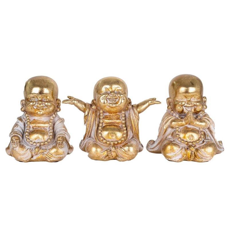 Figure Monk 3 Unités de résine Dorado | Bouddha Figure Resin Figures pour le jardin Figure Resin Decoration CM