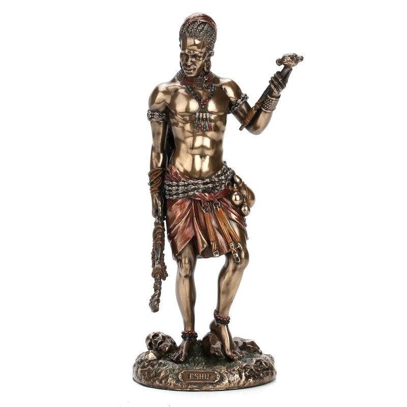 Figure Dieu Eshu Yoruba Dorado de Resina | Figurines de la personne figurines pour la décoration de figurines de jardin 22x8x9cm