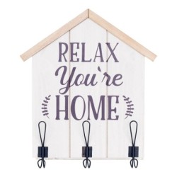 Percha 3 Pomos blanc de métal | Colgallaves Colgallaves accroche les touches 43x6x37cm