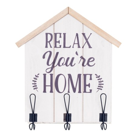 Percha 3 Pomos blanc de métal | Colgallaves Colgallaves accroche les touches 43x6x37cm