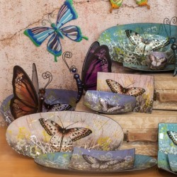 Origine de décoration intérieure - plaque de papillon ovale pack 4 unités décoration | Plateaux multicolores - 3x18x43 cm