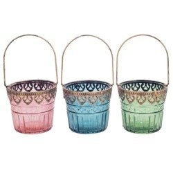 Origine de décoration intérieure - Portavelas avec poignée 3 unités Décoration | Vases et supports multicolores - 11x12x12 cm