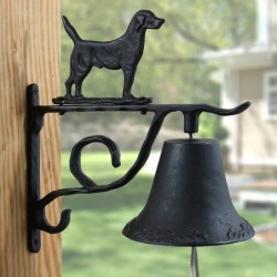 ORIGEN Home Decor Gardin Dog Bell | Ornement de mur de jardin noir - 20x18x9cm