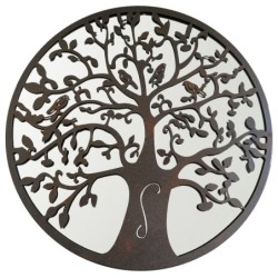 ORIGEN Home Decor Horn Tree Life Mirror Appliques Metal | Appliquer un métal brun rond - 60x60x2cm