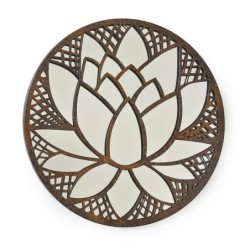 ORIGEN Home Decor Mirror Flower Mirror Metal | Appliquer un métal brun rond - 50x50x2cm