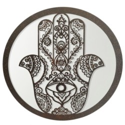 ORIGEN Home Decor Fatima Mirror Hand Appliques Metal | Appliquer un métal brun rond - 30x30x2cm