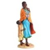ORIGEN Home Decor Figure africaine africaine et éléphants | Figure africaine bleue - 35x16x15cm